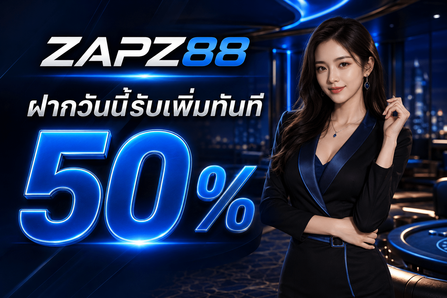 ฝากวันนี้รับเพิ้มทันที 50 %